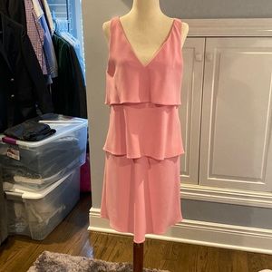 Boutique Moschino size 6 pink ruffled dress. Side zipper